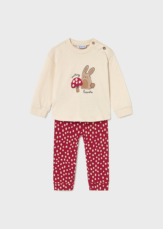 Mayoral Girls Mushroom Jumper with Polka Dot Leggings