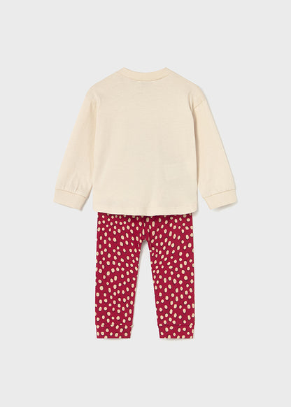 Mayoral Girls Mushroom Jumper with Polka Dot Leggings