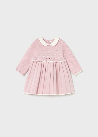 Mayoral Baby Girls Pink Knit Pleated Dress