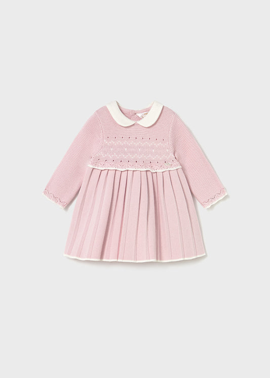 Mayoral Baby Girls Pink Knit Pleated Dress