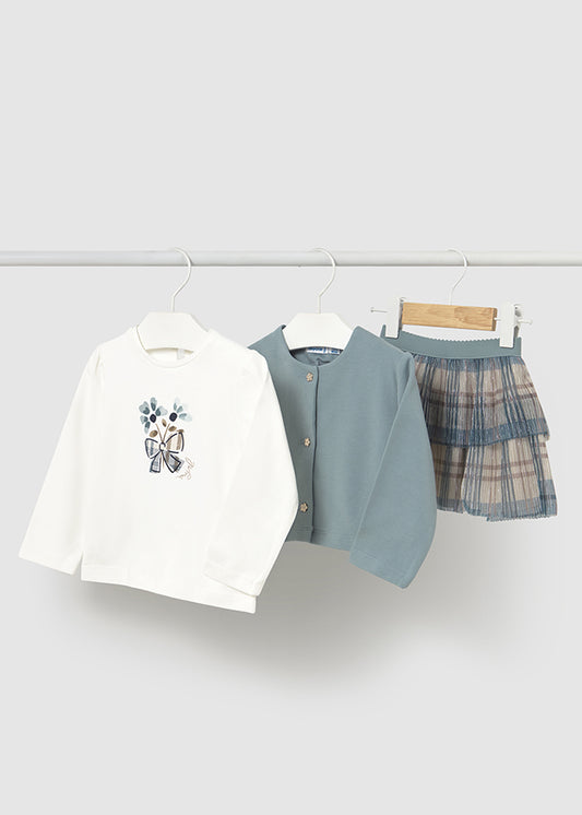 Mayoral Baby Girls Blue Bell 3 Piece Skirt Set