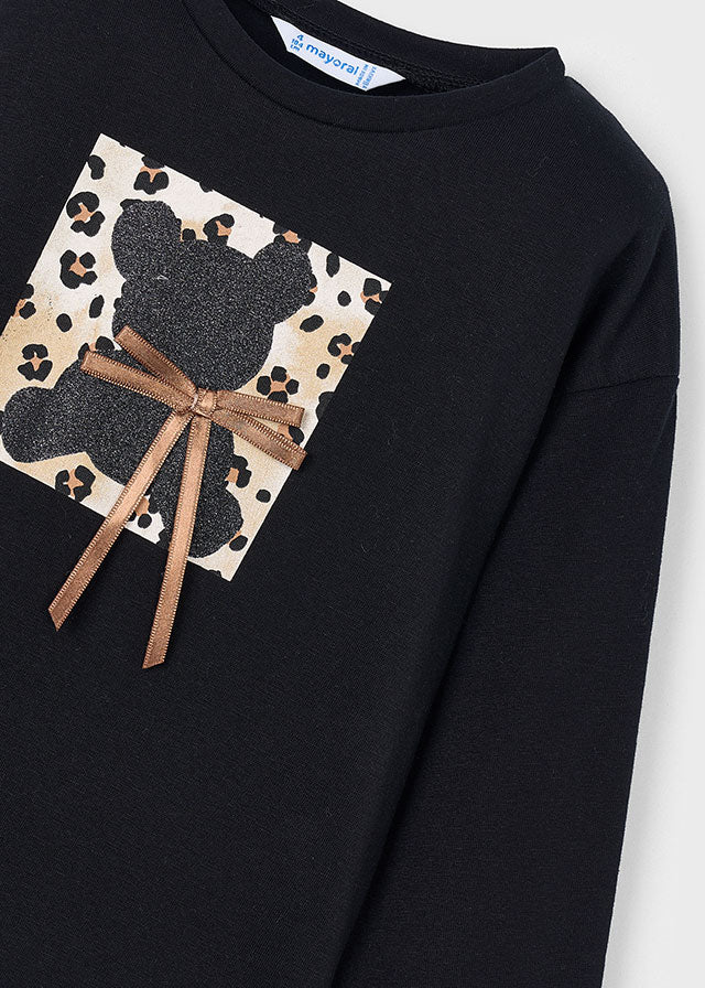 Mayoral Girls Long Sleeve Black Bear T-Shirt