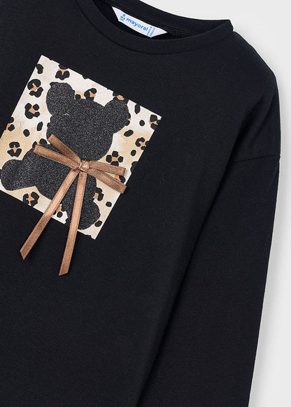 Mayoral Girls Long Sleeve Black Bear T-Shirt