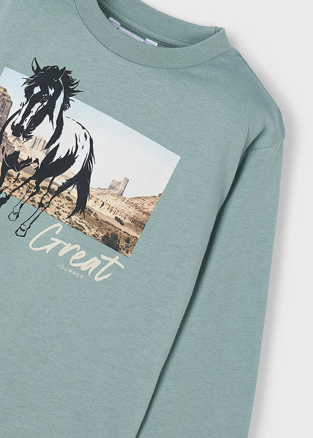 Mayoral Girls Long Sleeve Glacial Horse Top