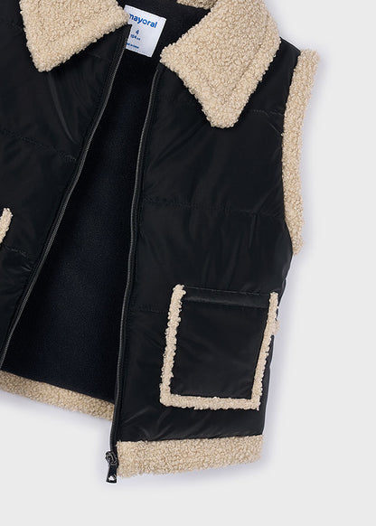 Mayoral Girls Black Fur Gilet