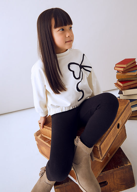 Mayoral Girls Black And White Bow Leggings Set