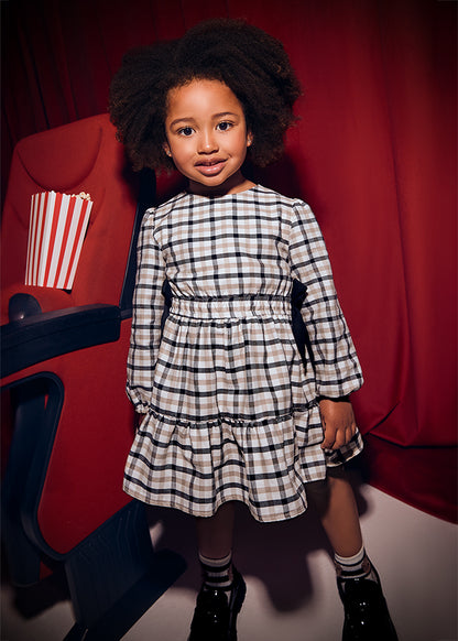 Mayoral Girls Black Plaid Dress