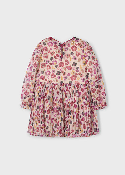 Mayoral Girls Cherry Flower Print Pleated Dress