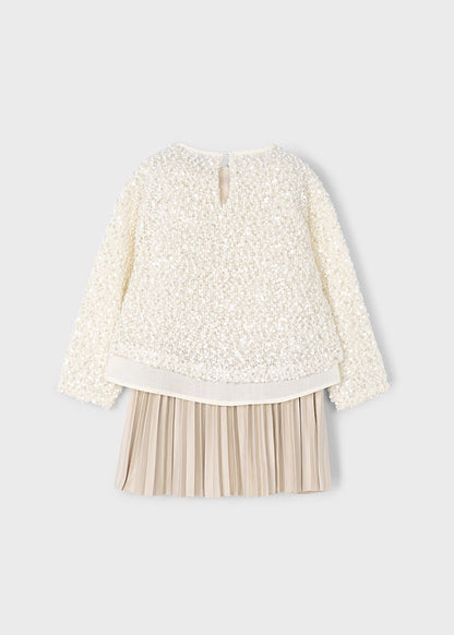 Mayoral Girls Sand Sequin Combined Dress
