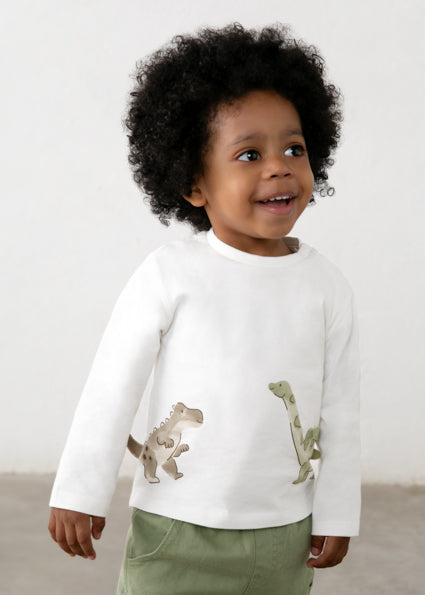 Mayoral Baby Boy Cream Long Sleeved T-Shirt Play Print