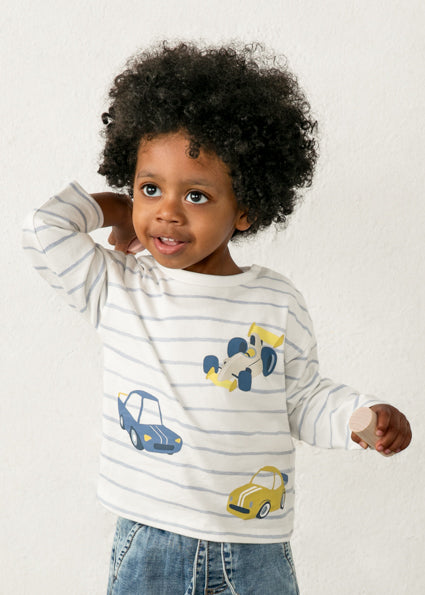 Mayoral Baby Boy Long Sleeved T-Shirt Stripes and Print