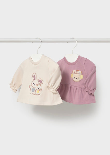 Mayoral Baby Girls Mauve 2 Long sleeved T-Shirts Set