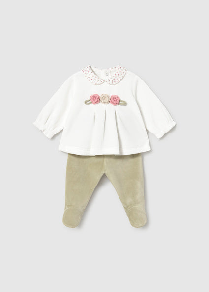Mayoral Baby Girls Bayleaf Velour 2 piece set
