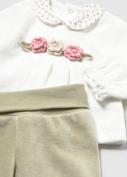 Mayoral Baby Girls Bayleaf Velour 2 piece set
