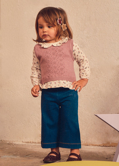 Mayoral Baby Girl Violet Mix Attached Vest and Trousers Set