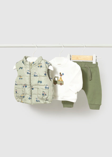 Mayoral Baby Boy Forest 3 Piece Tracksuit with Gilet Vest