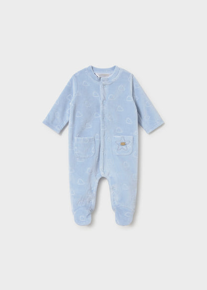Mayoral Baby Boy Sky Velour Onesie