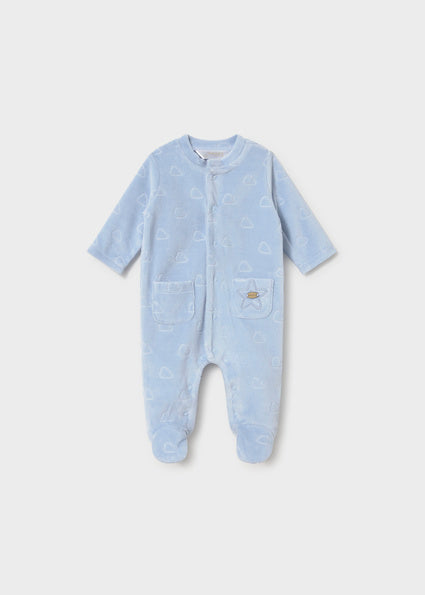 Mayoral Baby Boy Sky Velour Onesie