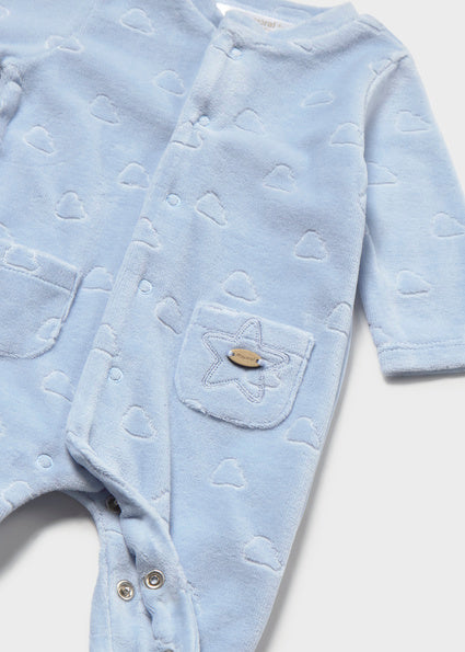 Mayoral Baby Boy Sky Velour Onesie
