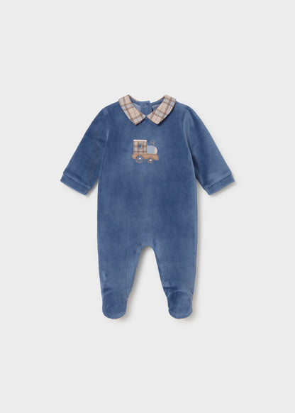 Mayoral Baby Boy Blueberry Velour Onesie