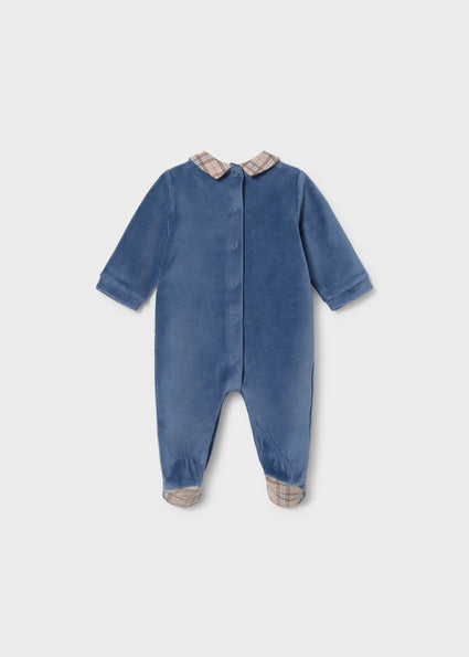 Mayoral Baby Boy Blueberry Velour Onesie