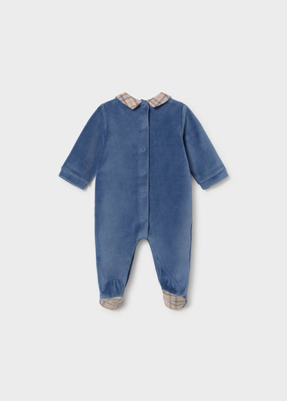 Mayoral Baby Boy Blueberry Velour Onesie