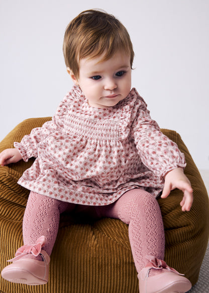 Mayoral Baby Girls Cipria Printed Velvet Dress