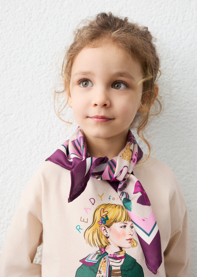 Mayoral Girls Long Sleeve T-Shirt with Neck Scarf