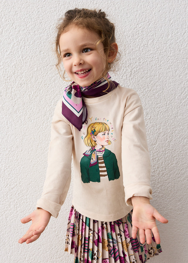 Mayoral Girls Long Sleeve T-Shirt with Neck Scarf