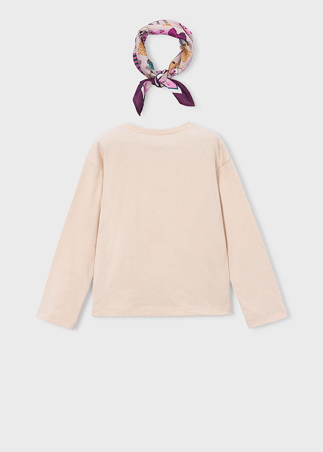 Mayoral Girls Long Sleeve T-Shirt with Neck Scarf