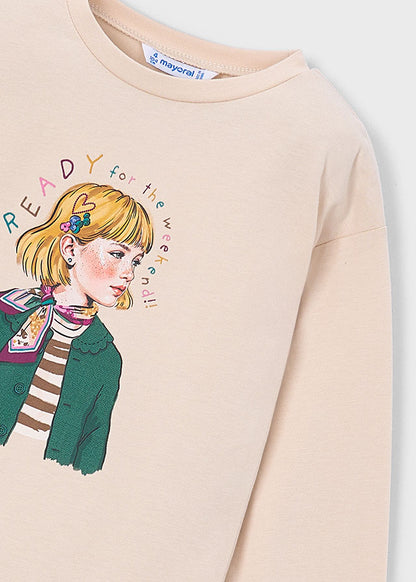 Mayoral Girls Long Sleeve T-Shirt with Neck Scarf