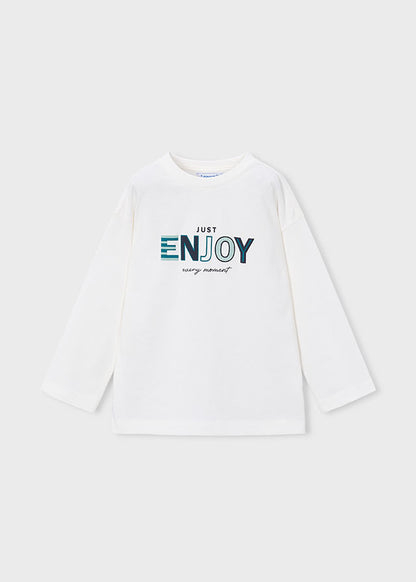 Mayoral Boys Cream Long Sleeve T-shirt Puff Print