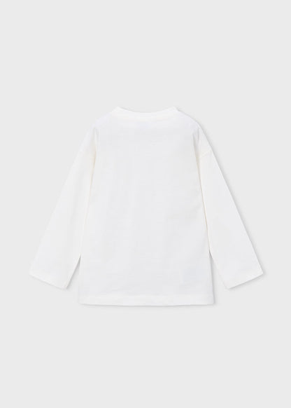 Mayoral Boys Cream Long Sleeve T-shirt Puff Print