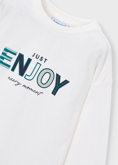 Mayoral Boys Cream Long Sleeve T-shirt Puff Print