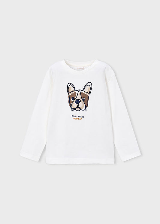 Mayoral Boys Cream Long Sleeve T-Shirt