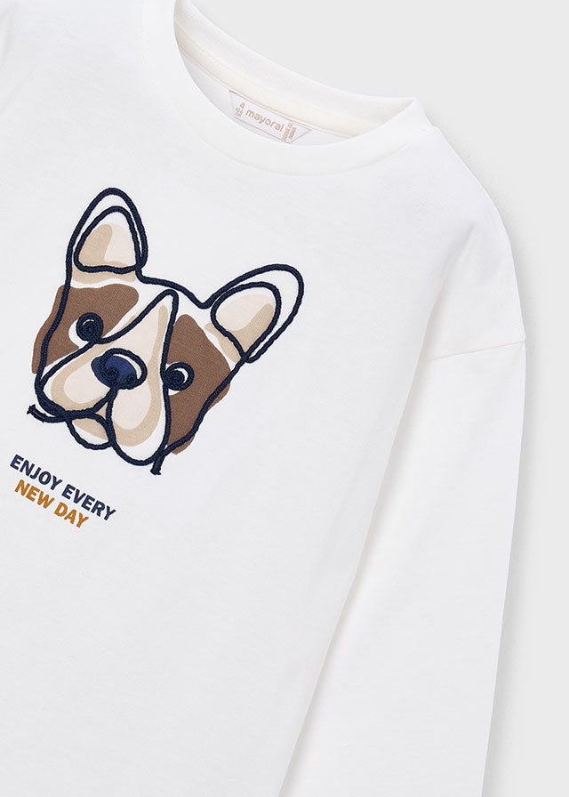 Mayoral Boys Cream Long Sleeve T-Shirt