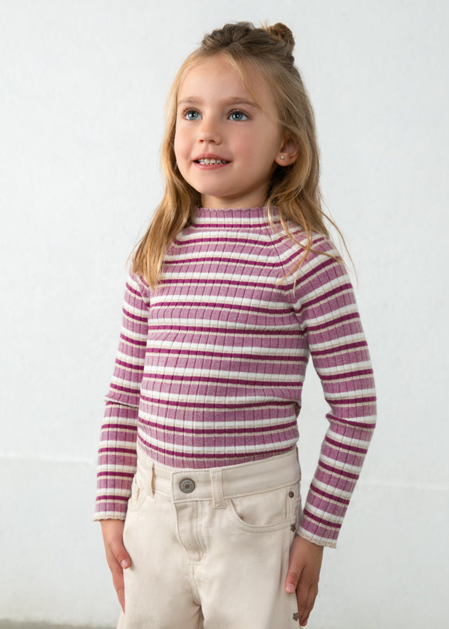 Mayoral Girls Violet Stripes Mockneck Top
