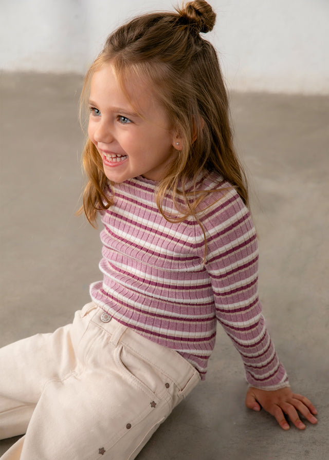 Mayoral Girls Violet Stripes Mockneck Top
