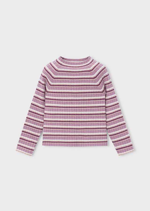 Mayoral Girls Violet Stripes Mockneck Top
