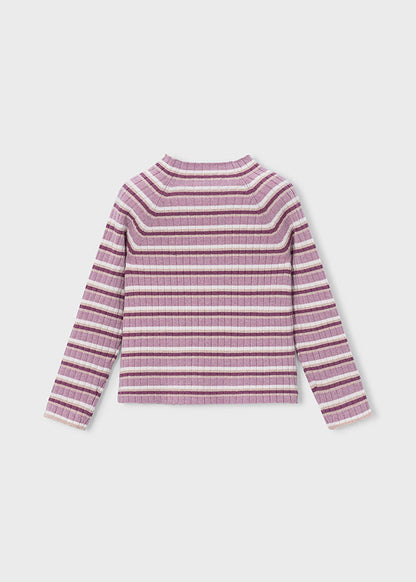 Mayoral Girls Violet Stripes Mockneck Top