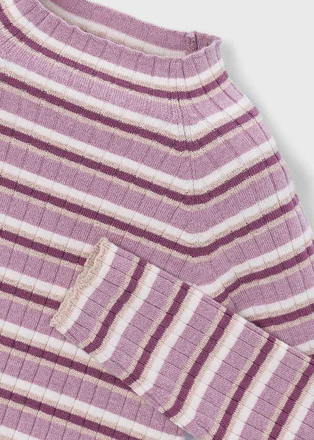 Mayoral Girls Violet Stripes Mockneck Top