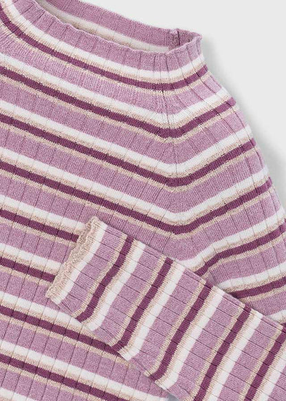 Mayoral Girls Violet Stripes Mockneck Top