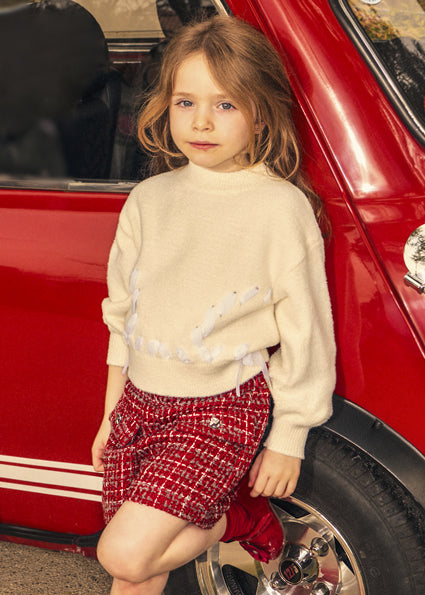Mayoral Girls Red Tweed Shorts