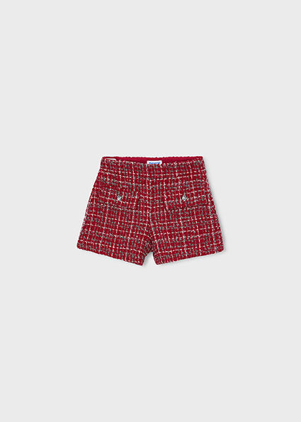 Mayoral Girls Red Tweed Shorts
