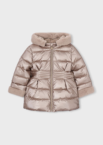 Mayoral Girls Metallic Faux Fur Puffer Jacket