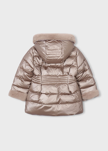 Mayoral Girls Metallic Faux Fur Puffer Jacket