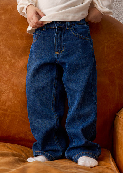 Mayoral Girls Dark Printed Long Denim Trousers