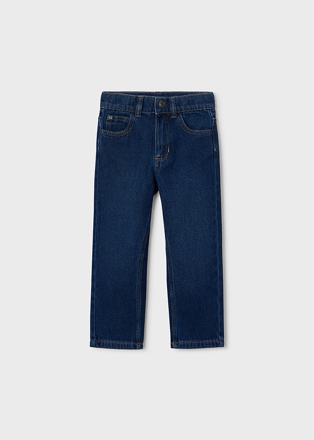 Mayoral Girls Dark Printed Long Denim Trousers
