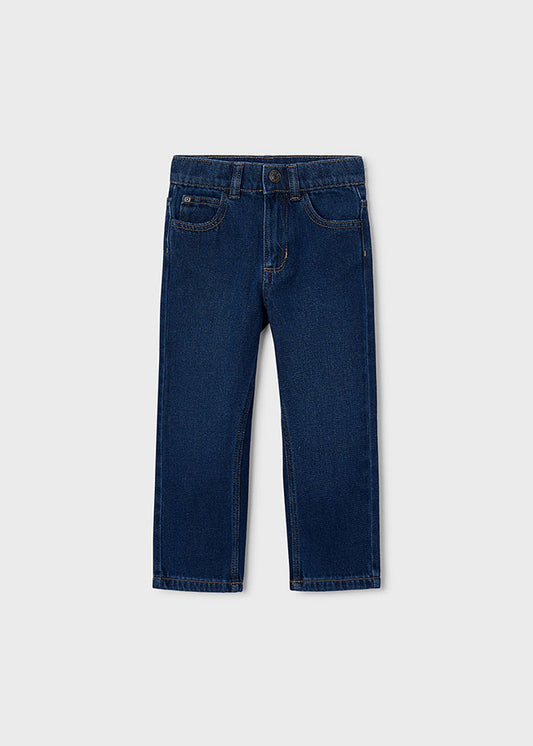 Mayoral Girls Dark Printed Long Denim Trousers
