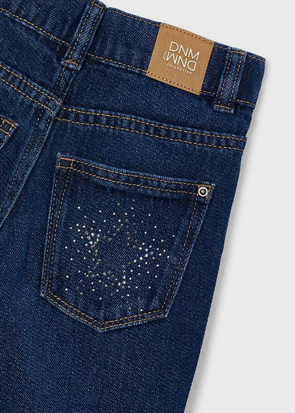 Mayoral Girls Dark Printed Long Denim Trousers